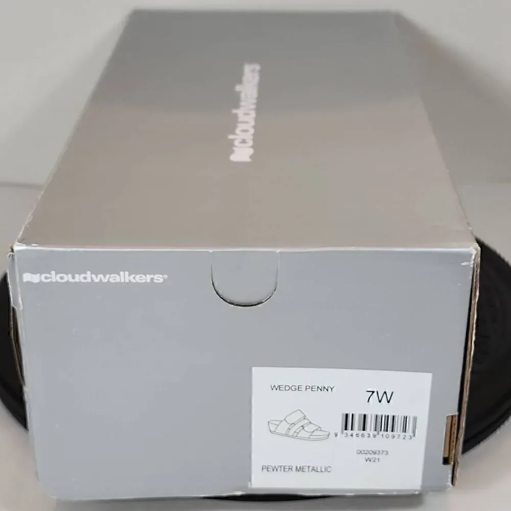 Cloudwalkers Plus Size Wedge Penny in Pewter Metallic Women's Size 7W